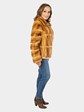Woman's Whiskey Mink Fur Jacket with Sheared Mink Detail