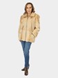 Woman's Beige Sheared Mink Fur Jacket