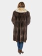 Woman's Natural Sheared Muskrat 3/4 Fur Coat with Canadian Lynx Trim