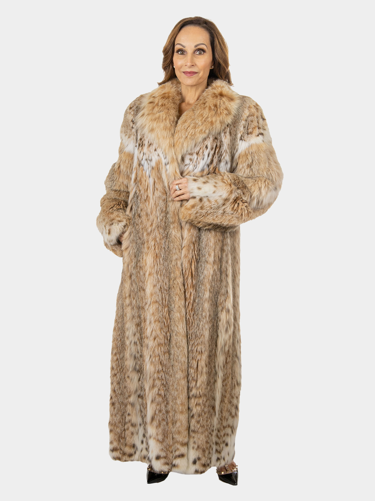 Woman's Natural Cat Lynx Fur Coat