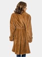 Woman's Caramel Sheared and Laser Grooved Mink Fur 3/4 Coat