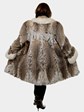 Woman's Natural Cat Lynx 3/4 Fur Coat with Shadow Fox Trim