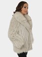 Woman's Cord Cut Natural Blue Fox Fur Jacket