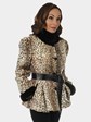 Woman's Animal Print Stenciled Lambskin Fur Jacket