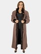 Woman's Brown Plucked Mink Fur Coat Reversible to All Weather Fabric