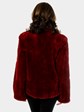 Woman's Jean Crisan Cranberry Red Sheared Beaver Fur Jacket