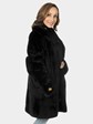 Woman's Black Sheared Nutria Fur Stroller with Leather Inserts