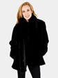 Woman's Black Sheared Mink Fur Jacket with Traditional Mink Trim