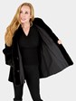 Woman's Black Sheared Mink Fur Jacket with Traditional Mink Trim