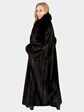 Woman's Ranch Female Mink Fur Coat with Fox Tuxedo Front