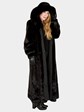 Woman's Ranch Female Mink Fur Coat with Detachable Hood