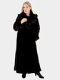 Woman's Deep Brown Sheared Mink Fur Coat with Fringe Details