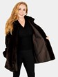 Woman's Brown Sheared Mink Fur Jacket Reversible to Rain Fabric