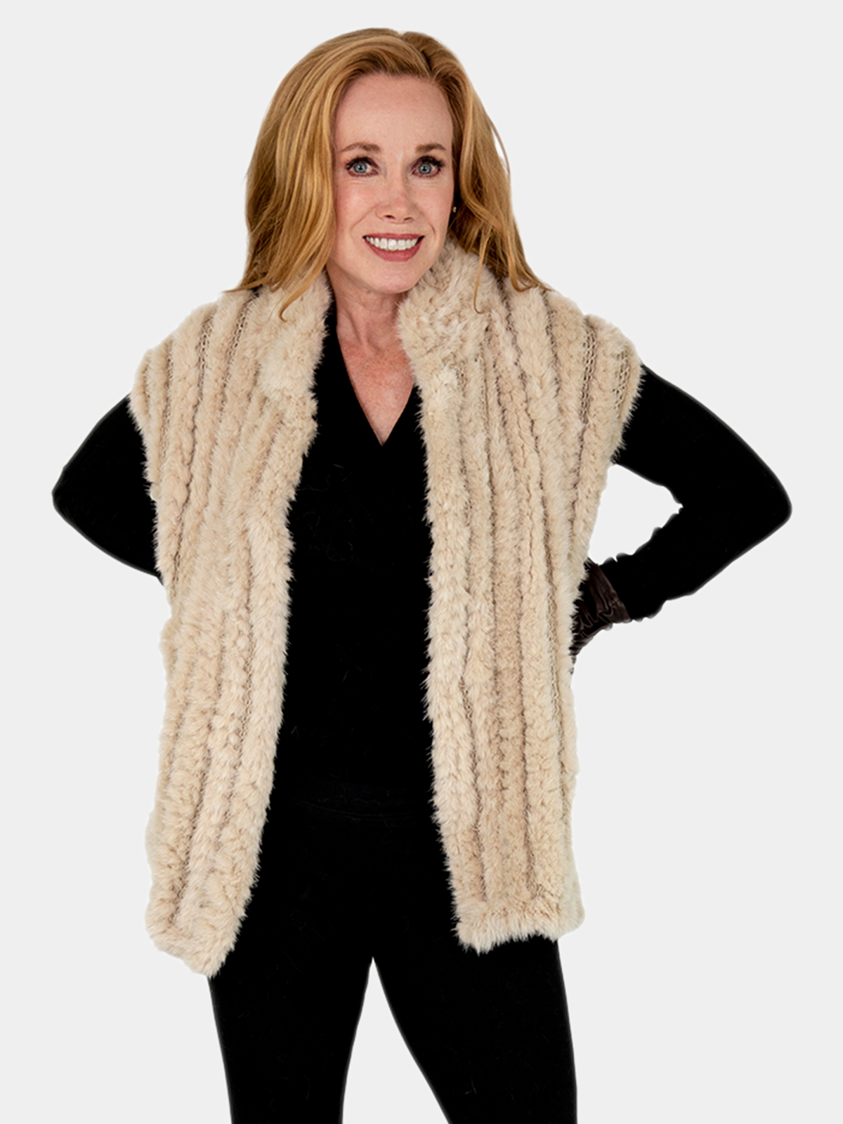 Woman's Tourmaline Knit Mink Fur Vest