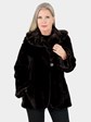 Woman's Black and Pewter Sheared Mink Fur Jacket Reversible to Rain Fabric