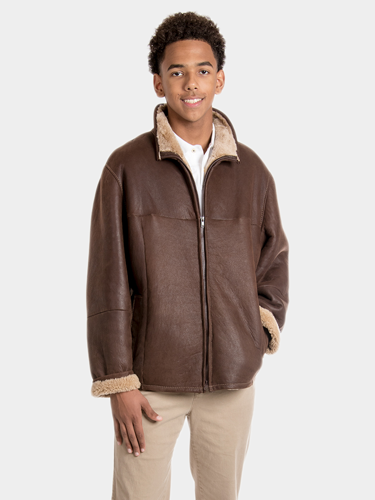 Man's Christ Brown Shearling Lamb Jacket