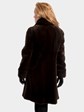 Woman's Dark Brown Sheared Mink Fur 3/4 Coat Reversible to Rain Fabric