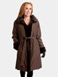 Woman's Dark Brown Sheared Mink Fur 3/4 Coat Reversible to Rain Fabric