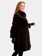 Woman's Dark Brown Sheared Mink Fur 3/4 Coat Reversible to Rain Fabric