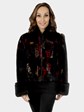 Woman's Multicolored Sheared Beaver Fur Jacket With Traditional Beaver Cuffs and Collar