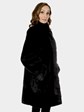 Woman's Black Sheared Mink Fur Stroller Reversible to Rain Taffeta