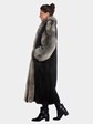 Womens Natural Ranch Mink Coat With Fox Fur Tuxedo And Trim