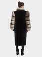 Womens Lunaraine Mink Fur Coat With Crystal Fox Fur Trim