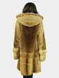 Woman's Whiskey Sheared Mink Fur Parka with Traditional Mink Trim