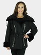 Woman's Black Sheared Mink Fur Jacket Reversing to Rain Fabric