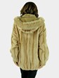 Woman's Beige Sheared Mink Fur Parka