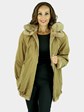 Woman's Beige Sheared Mink Fur Parka