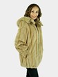 Woman's Beige Sheared Mink Fur Parka