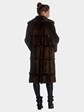 Womens Mahogany Mink Fur Coat With Lamb Intarsia