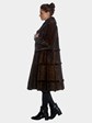 Womens Mahogany Mink Fur Coat With Lamb Intarsia