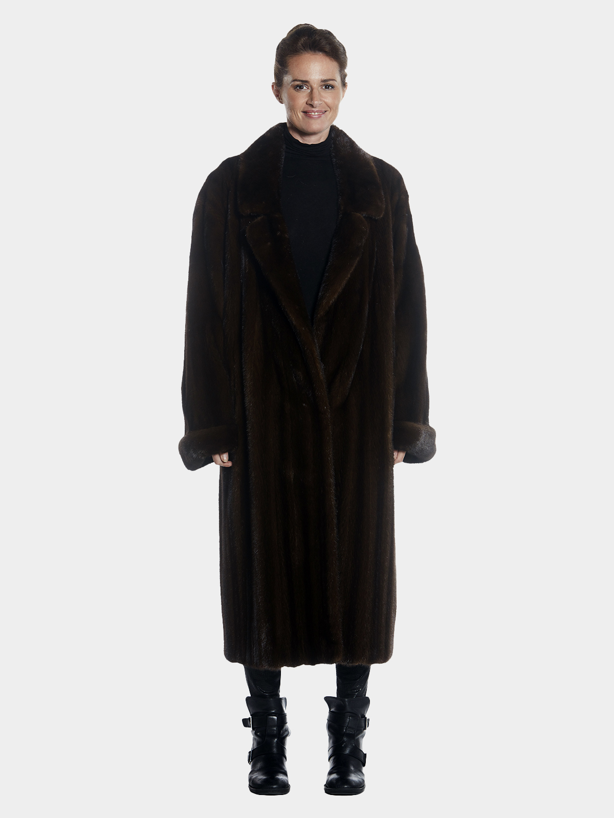 Womens Mahogany Mink Fur Full Length Coat