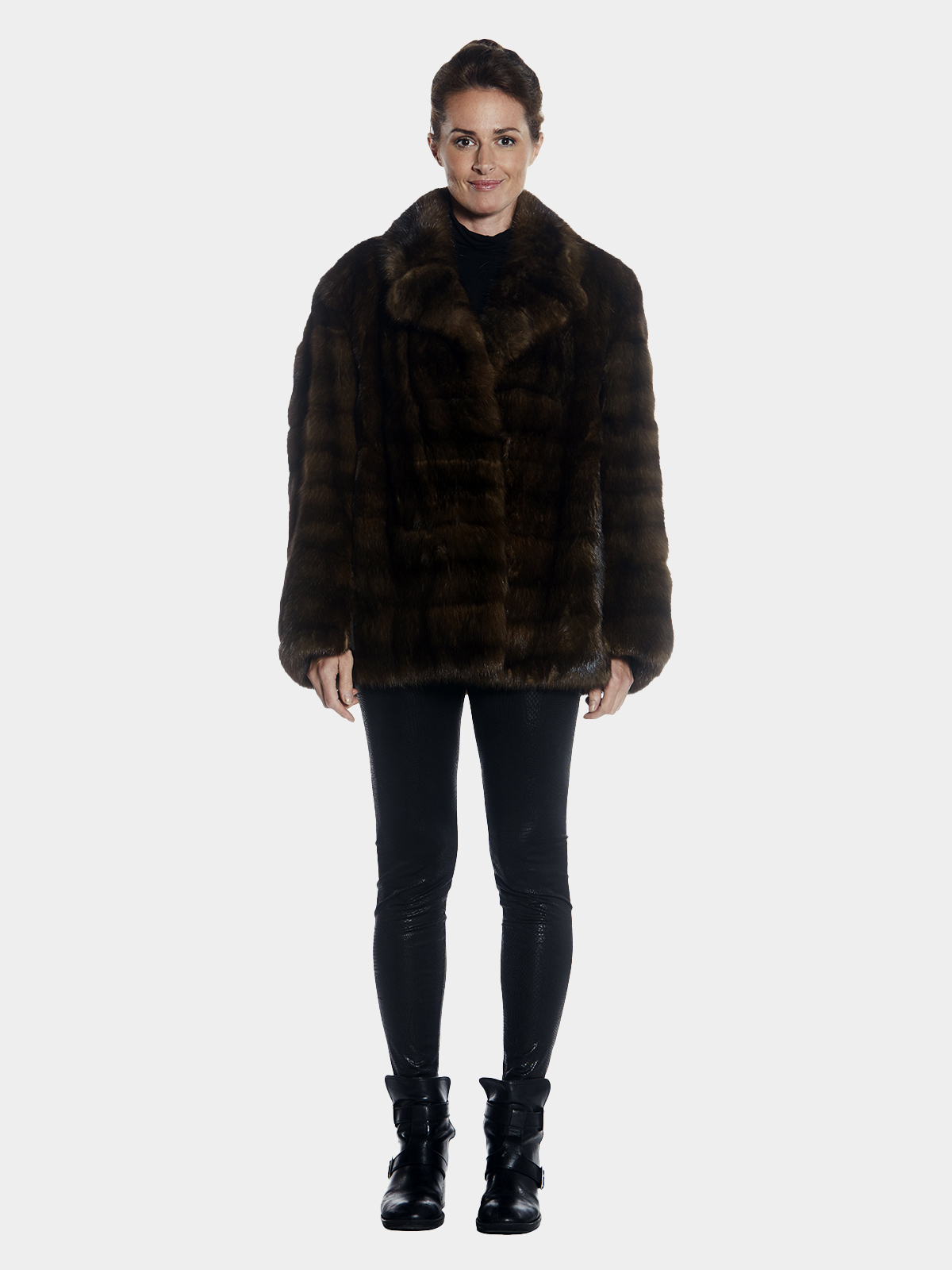 Womens Sable Fur Jacket With Wing Collar