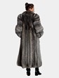 Womens Indigo Fox Fur Full Length Coat