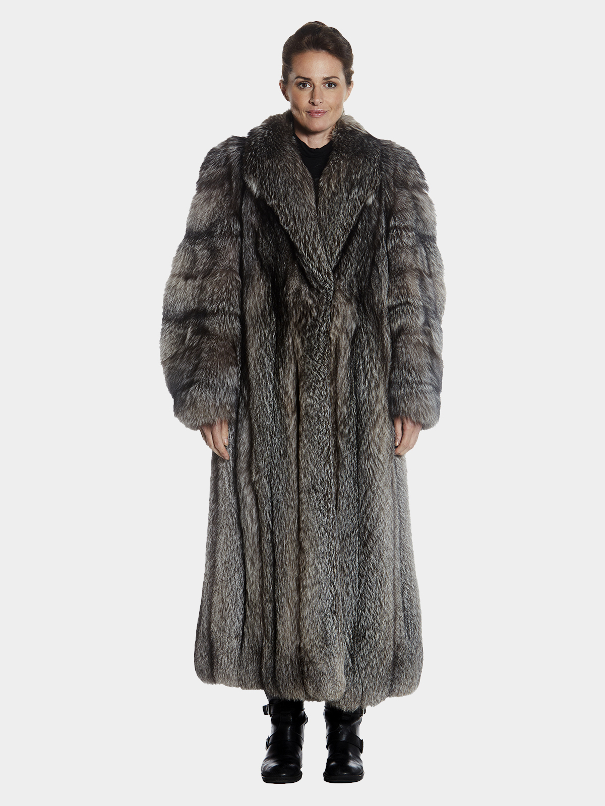 Womens Indigo Fox Fur Full Length Coat