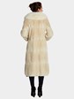 Womens Blonde Dyed Muskrat Fur Coat With Fox Fur Collar