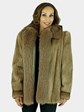 Woman's Pastel Cord Cut Mink Fur Jacket with Fox Tuxedo Front