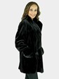 Woman's Black Sheared Mink Fur Jacket Reversing to Rain Fabric