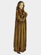 Woman's Whiskey Mink Fur Coat with Directional Scalloped Hemline