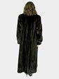 Woman's Deep Mahogany Female Mink Fur Coat with Indigo Fox Tuxedo Front