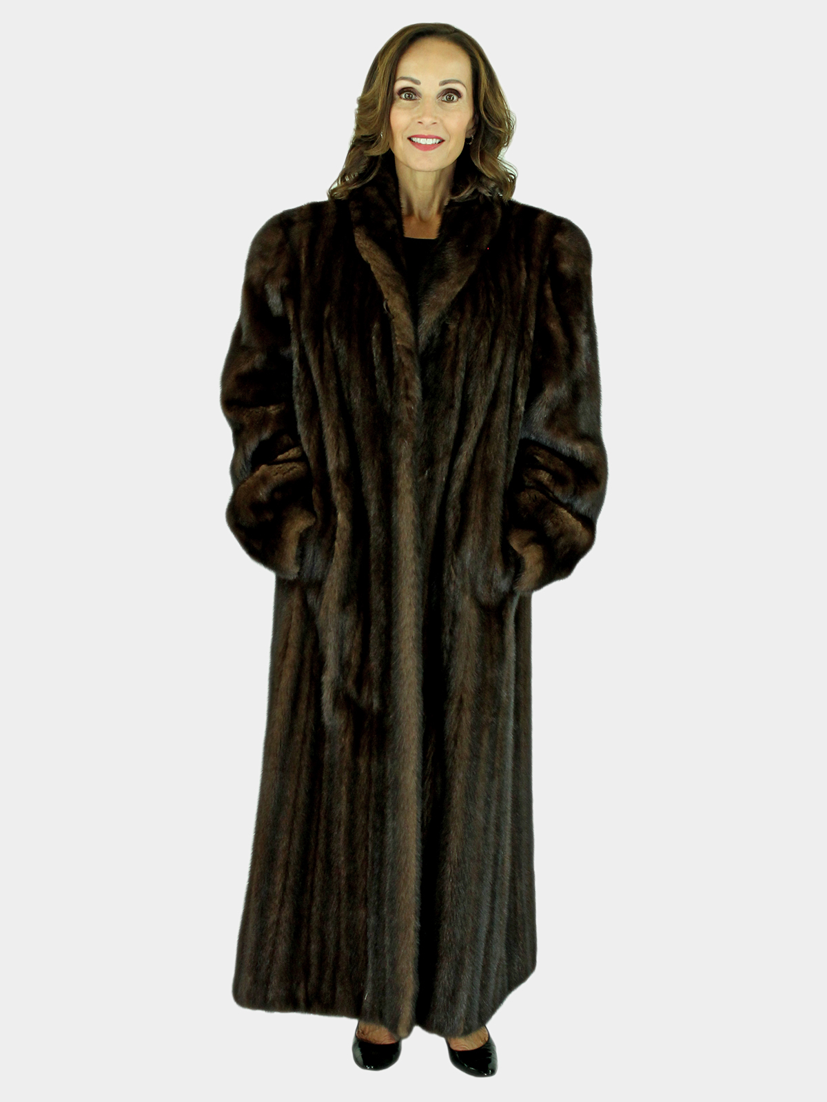 Woman's Dark Mahogany Female Mink Fur Coat