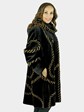 Woman's Black Sheared Mink Fur Stroller with Detachable Hood