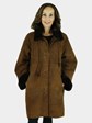 Woman's Christia Rust Colored Shearling Lamb Stroller with Dark Brown Fleece