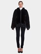 Woman's Reversible Black Leather and Mink Fur Zip Jacket