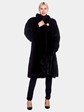 Woman's Ranch Mink Fur Coat with Gold Closure Details