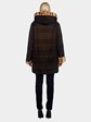 Woman's Giuliana Teso Brown Nylon Puffer and Mink Fur Parka