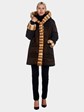 Woman's Giuliana Teso Brown Nylon Puffer and Mink Fur Parka